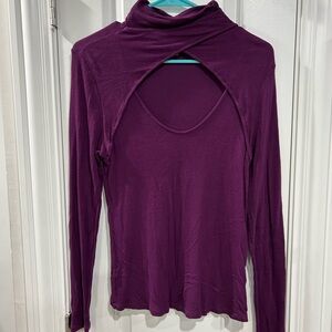 VENUS Purple Cut Out Long Sleeve Blouse